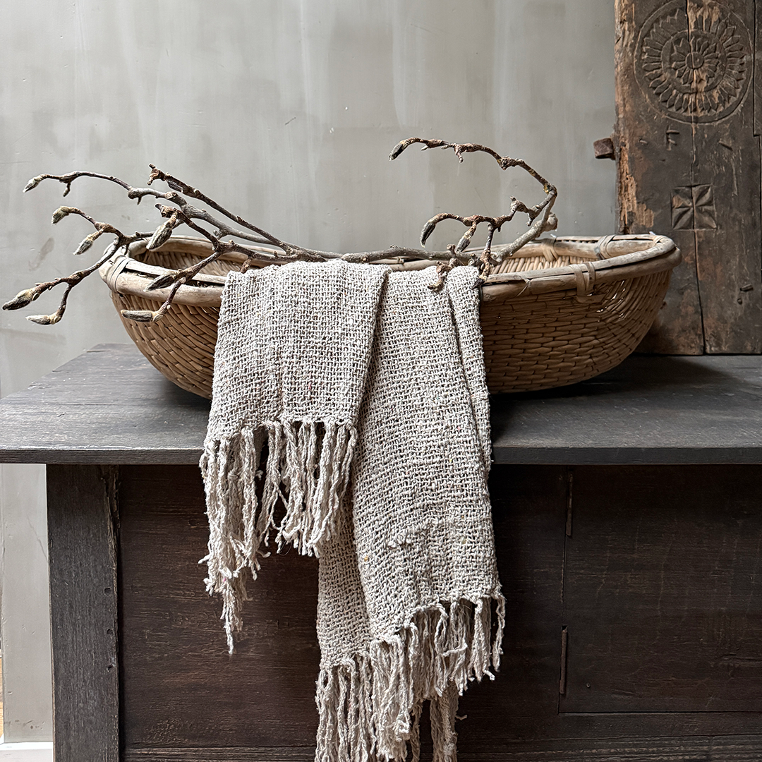 Antique oriental rice basket square