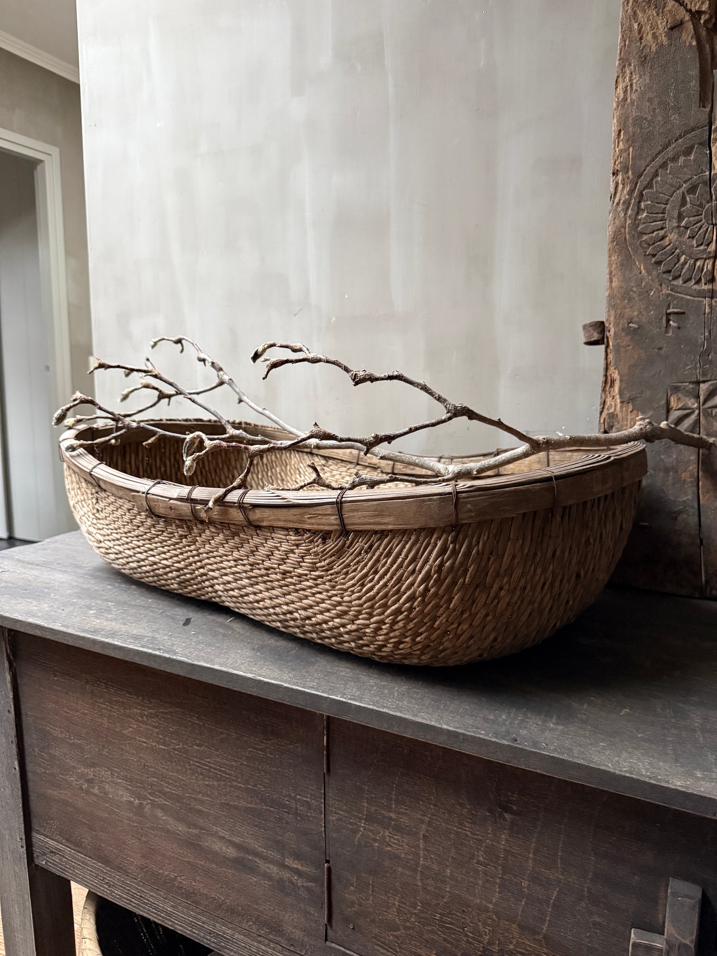 Oosterse oogst mand rechthoek