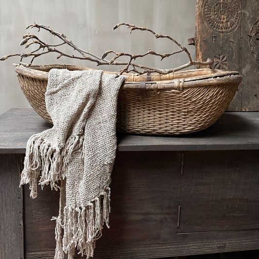 Antique oriental rice basket square