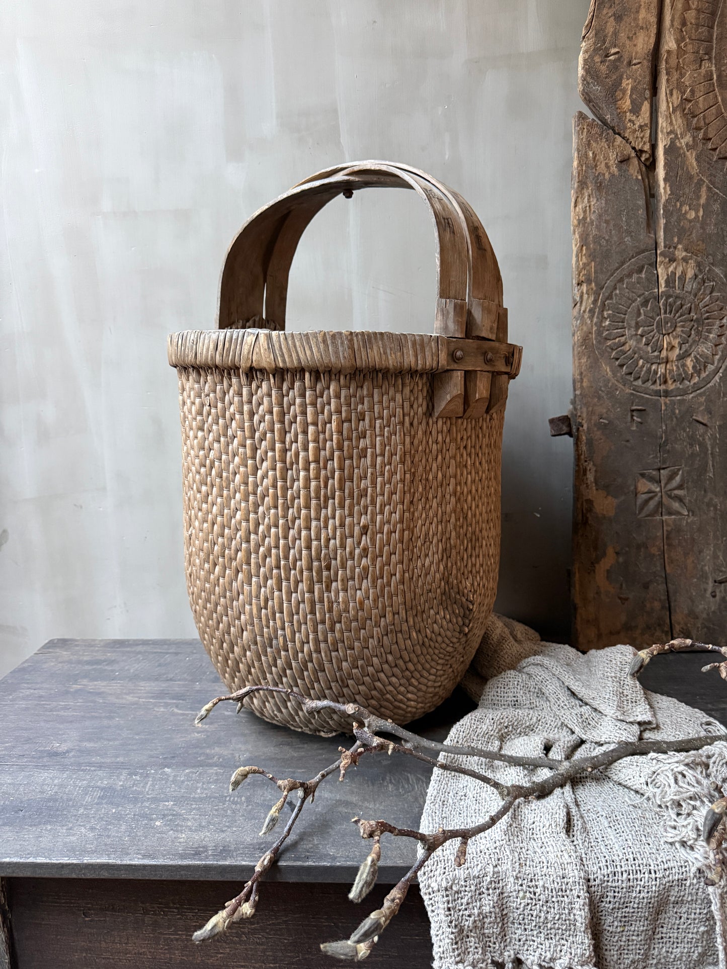 Chinesischer Pflückkorb mit Henkel