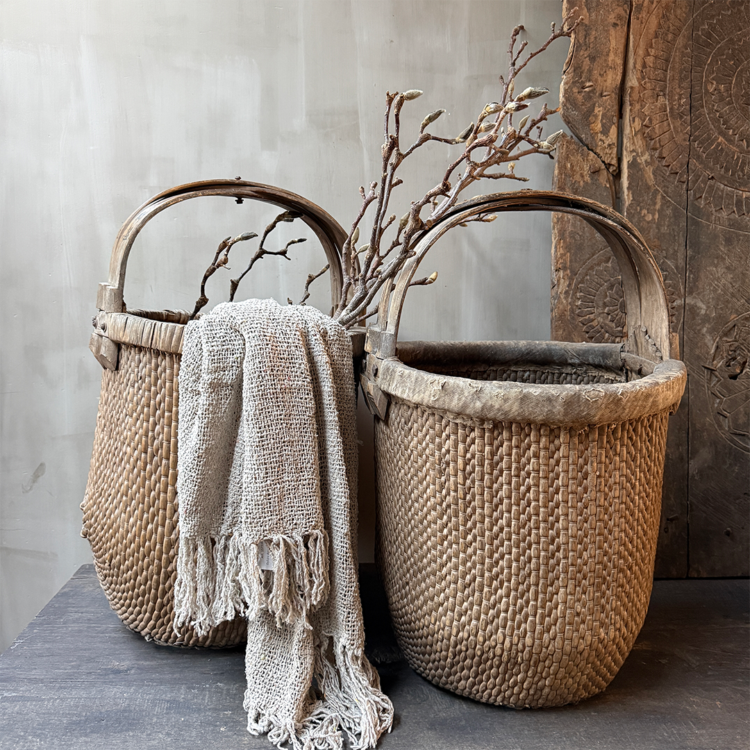 Chinesischer Pflückkorb mit Henkel