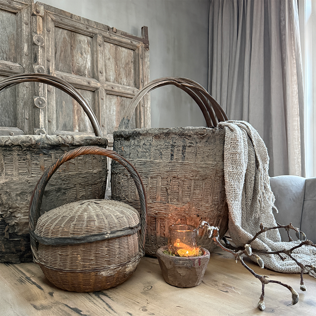 Chinesischer Pflückkorb mit Henkel