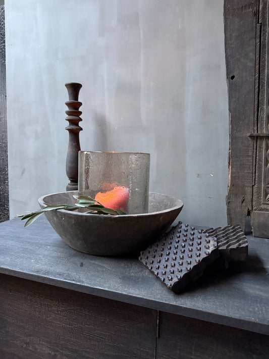 Interieur decoratie set schaal met windlicht