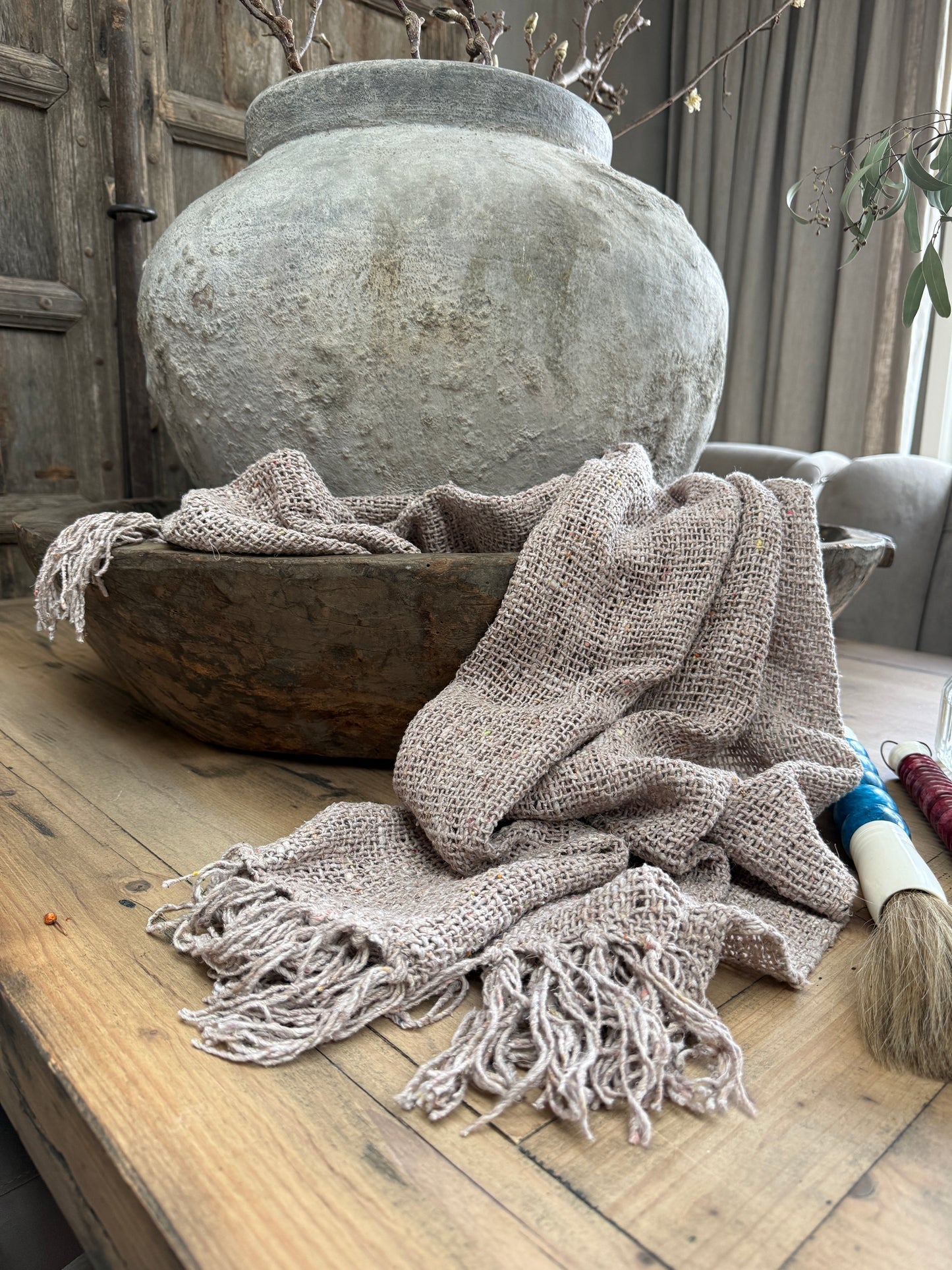 Shabby-Chic-Stoff, natur, 150 x 60