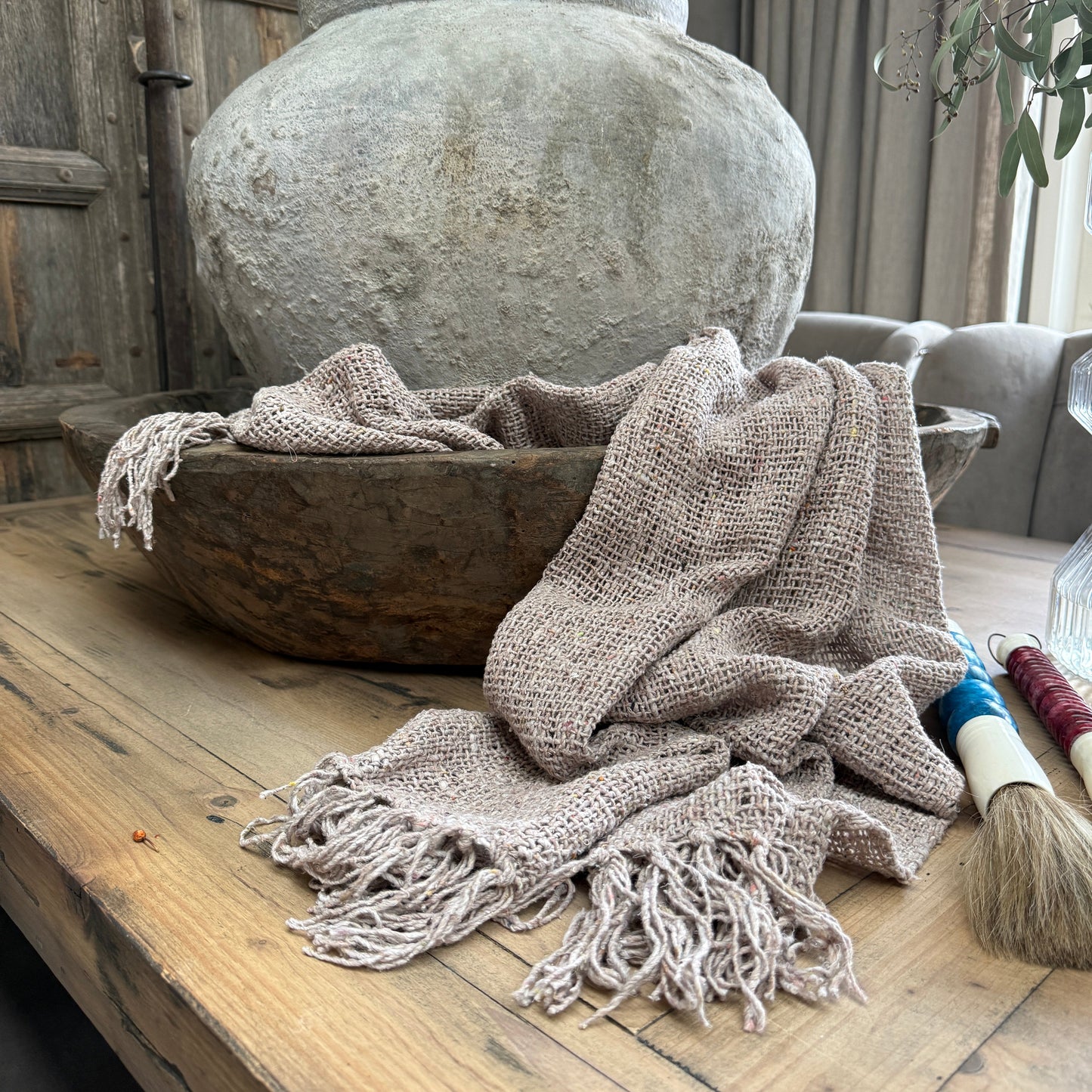 Shabby-Chic-Stoff, natur, 150 x 60