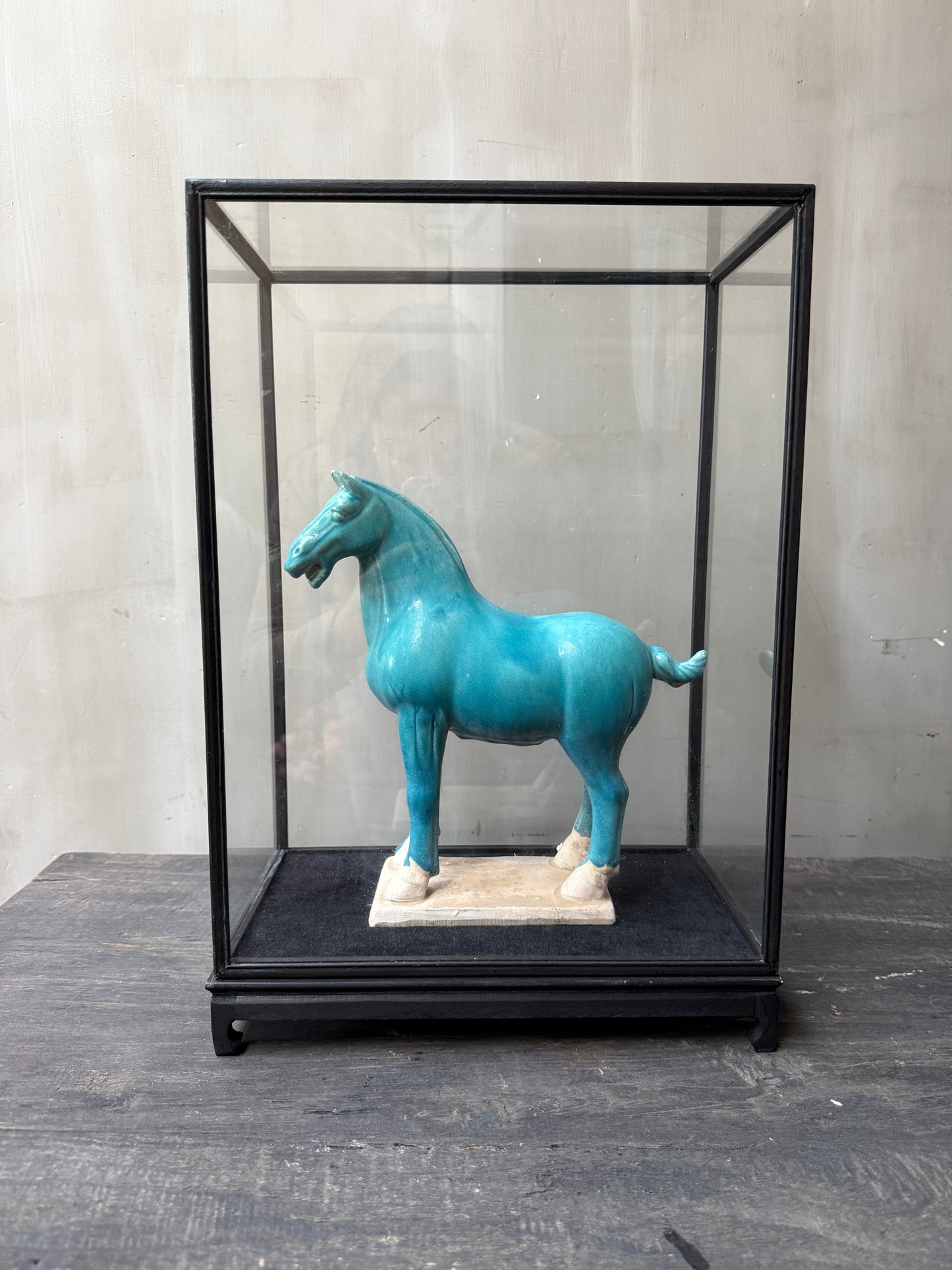 Terracotta horse blue looking left