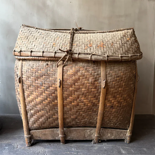 Old unique Chinese wicker fishing basket
