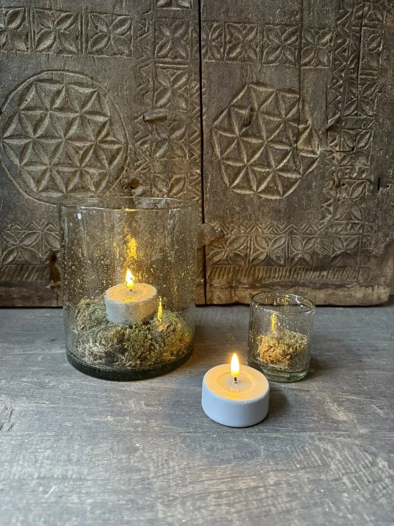 Waxinelichtje wax LED grijs Jumbo (2 stuks) - My Sober Home