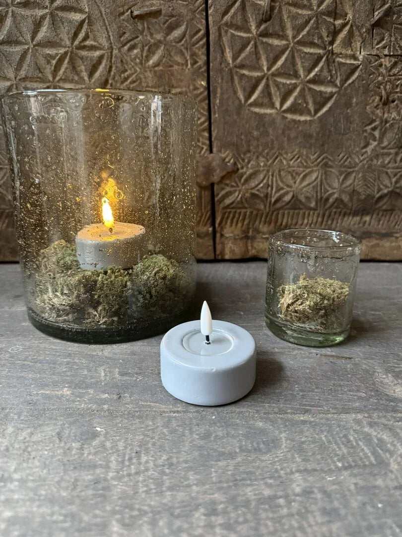 Waxinelichtje wax LED grijs Jumbo (2 stuks) - My Sober Home