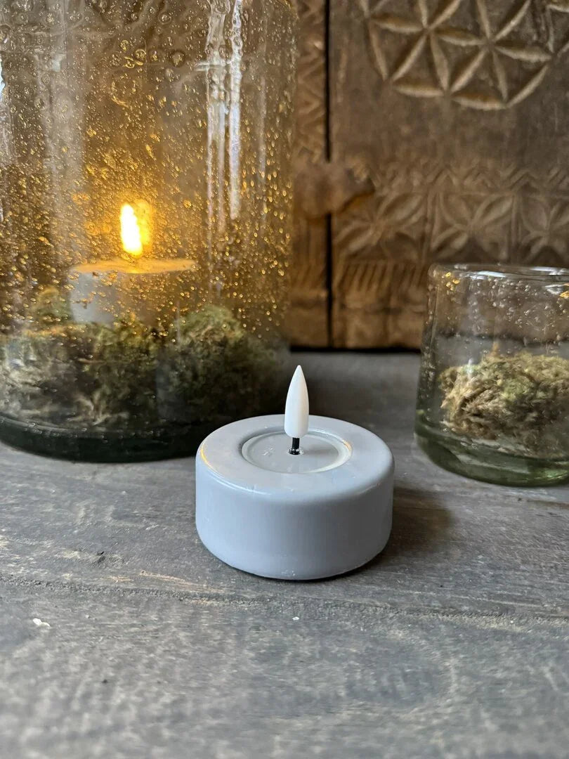 Waxinelichtje wax LED grijs Jumbo (2 stuks) - My Sober Home