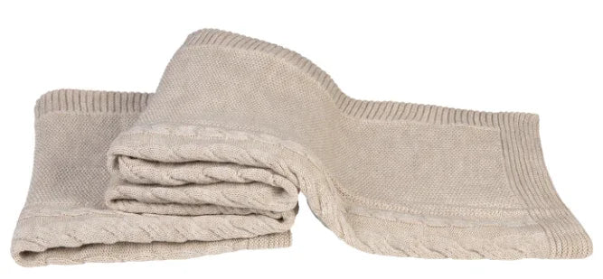 Beige woondeken Stavoren, grof gebreid, handgemaakt, landelijke stijl, My Sober Home