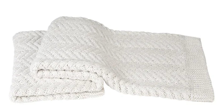 Naturel gebreide woondeken met zigzagpatroon, landelijke stijl, My Sober Home