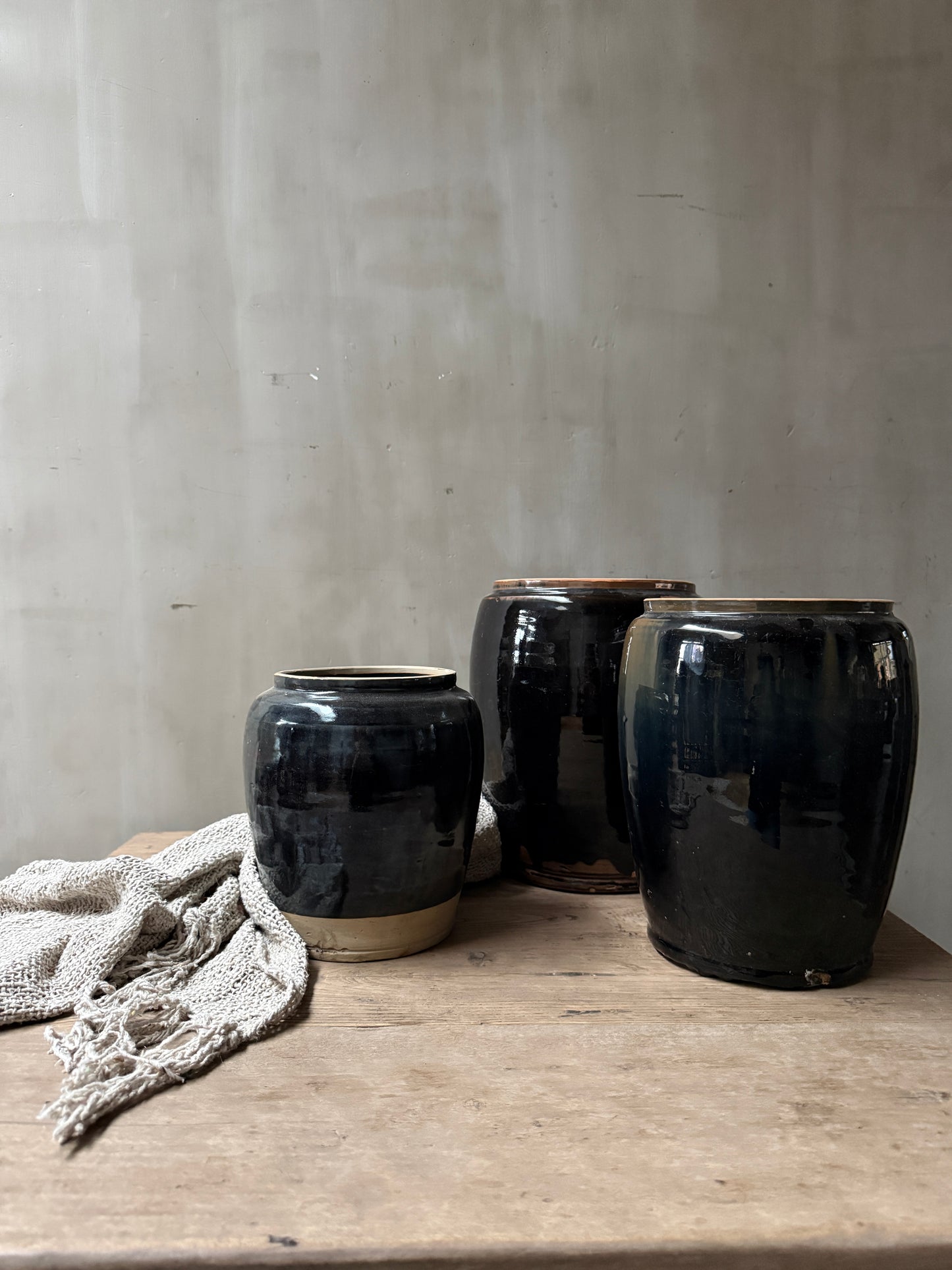 Antique black glazed pot / jug