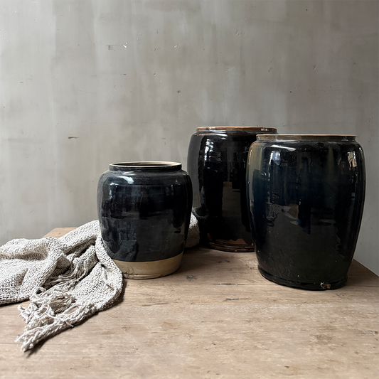 Gember pot zwart glazuur