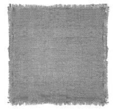 Grijs, handgemaakt kussen met rafelrand, landelijke woonaccessoire van My Sober Home